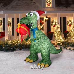 10ft Tall T-Rex Christmas Dinosaur Inflatable, Holiday Yard Decorations