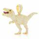 14K Yellow Gold Over 3Ct Round Simulated Diamond T-Rex Dinosaur Pendant