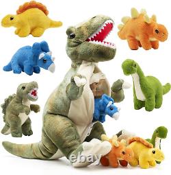 15 T-rex Dinosaur Stuffed Animal Set with 4 Stuffed Dinosaur Plushies Toys