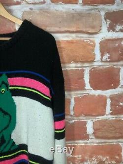 $1600 SAINT LAURENT M/L T-Rex Sweet Dreams Dinosaur Oversized Crewneck Sweater