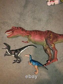 1993 kenner jurassic park electronic red T-rex and dinosaur action figure lot