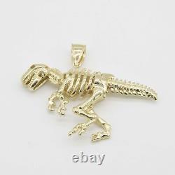 1 3/4 Shiny T-Rex Dinosaur Pendant Real Solid 10K Yellow Gold