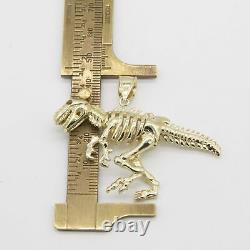 1 3/4 Shiny T-Rex Dinosaur Pendant Real Solid 10K Yellow Gold