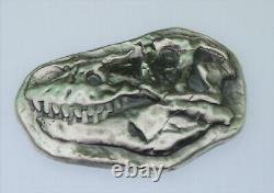 3oz. 999 Fine Silver T-Rex Dinosaur Fossil Skull with Wood Crate Gift idea