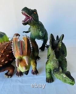 6 Large Toy Rubber Dinosaurs 50cm Jurassic T-Rex Brachiosaurus Triceratops VGC