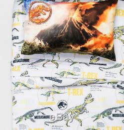 6 Piece JURASSIC World Comforter + Sheet + Blanket + Blue T-REX Dinosaur TWIN