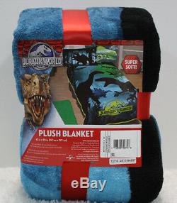 6 Piece JURASSIC World Comforter + Sheet + Blanket + Blue T-REX Dinosaur TWIN