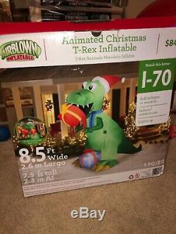 9' Lighted Animated T-Rex Dinosaur Presents Christmas Inflatable Airblown Gemmy