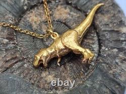 Alex Monroe Tyrannosaurus rex dinosaur necklace silver yellow gold T rex
