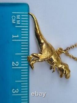 Alex Monroe Tyrannosaurus rex dinosaur necklace silver yellow gold T rex