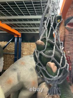 Baby T-Rex Dinosaur In Net Life Size Statue Jurassic Theme Prop Display Decor