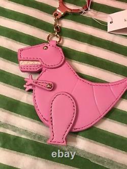 Brand New Pkg Kate Spade New York Rare Pink T-rex Dinosaur Leather Key Fob/chain