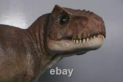 Brown T Rex Dinosaur With Head Turned Life Size Statue