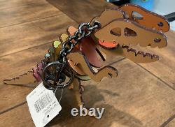 COACH $225 Rexy T Rex Dinosaur Key Ring Purse Bag Charm Rainbow Glitter 88778