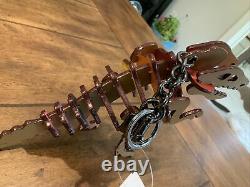 COACH $225 Rexy T Rex Dinosaur Key Ring Purse Bag Charm Rainbow Glitter 88778