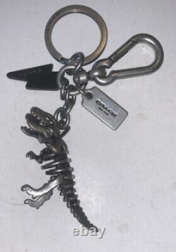 COACH Black Rexy T-Rex Dinosaur and Lightning Bolt Key Ring Bag Charm 3 Figure