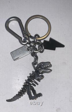 COACH Black Rexy T-Rex Dinosaur and Lightning Bolt Key Ring Bag Charm 3 Figure