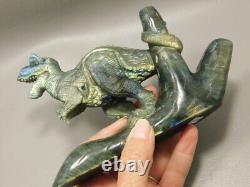 Dinosaur Carving Figurine Labradorite 4.25 inch Carved Tyrannosaurus Rex T-Rex#O