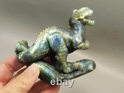 Dinosaur Carving Figurine Labradorite 4 inch Carved Tyrannosaurus Rex #e126