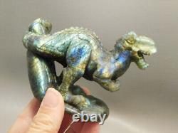 Dinosaur Carving Figurine Labradorite 4 inch Carved Tyrannosaurus Rex #e126