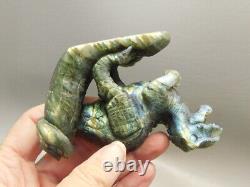 Dinosaur Carving Figurine Labradorite 4 inch Carved Tyrannosaurus Rex #e126