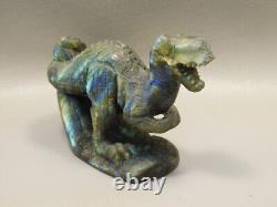 Dinosaur Carving Figurine Labradorite 4 inch Carved Tyrannosaurus Rex #e126