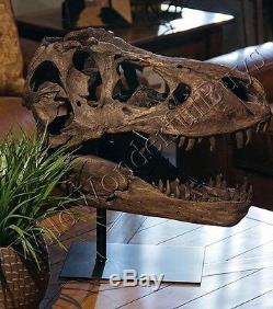 Dinosaur Skull Sculpture On Stand Tyrannosaurus Trex T-Rex XL Desk Art Mantel