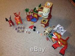 Fisher Price Imaginext Dinosaur T-rex Mountain 7 Cave Men many EXTRAS