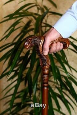 GC-Artis Wooden Walking Cane Stick Ergonomic Palm Grip Handle T-Rex dinosaur