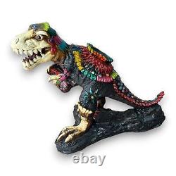 Handcrafted Aztec Dinosaur Sculpture Large T-Rex Authentic Cultural Art