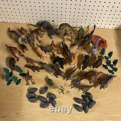 Huge Lot of Vintage Dinosaurs and Trees & Rocks 50+ Total Pieces