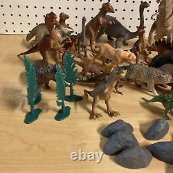 Huge Lot of Vintage Dinosaurs and Trees & Rocks 50+ Total Pieces