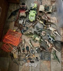 Huge VINTAGE JURASSIC PARK Kenner Figures Set, 3 Vehicles, Dinosaurs, 50+ Pieces