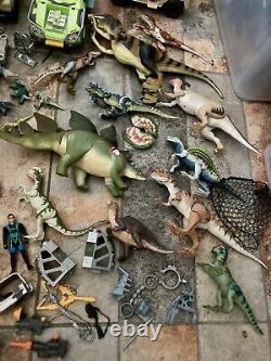 Huge VINTAGE JURASSIC PARK Kenner Figures Set, 3 Vehicles, Dinosaurs, 50+ Pieces