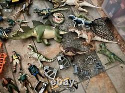 Huge VINTAGE JURASSIC PARK Kenner Figures Set, 3 Vehicles, Dinosaurs, 50+ Pieces