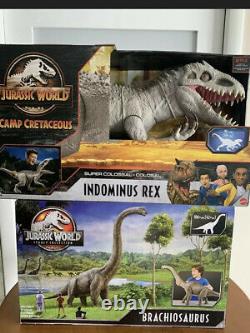 JURASSIC WORLD Super Colossal Indominus Rex T-REX And Brachiosaurus DINOSAURS X2