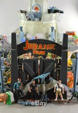 Jurassic Park Command Compound Vehicles & Dinosaurs LOT T-Rex Raptor Triceratops