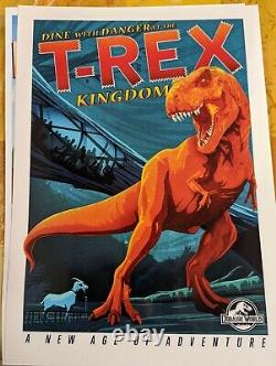 Jurassic Park Mosasaurus Velocicoaster Dinosaur T-Rex 7 Poster Print Set