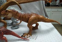 Jurassic Park World Lot of 8 Battle Damage Colossal T-Rex Indominus Roarivores