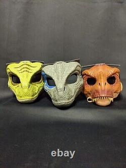 Jurassic World Dino Escape Mattel Mask Set of 3 Velociraptor & Blue & T-Rex