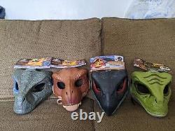 Jurassic World Dino Escape Mattel Mask Set of 4 Velociraptor Blue + Green & TRex