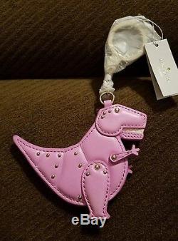Kate Spade Dinosaur Keychain T-Rex Key Fob Bag Charm Pink Confetti NWT