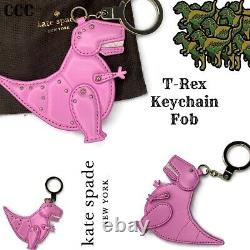 Kate Spade T-Rex Dinosaur Moveable Arms Leather Keychain Fob TRex