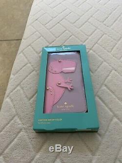 Kate Spade Whimsies Dinosaur T-Rex Pink Purple Iphone 7 Wrap Folio Case NEW