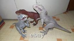 LOT of 4 Jurassic Park World Dinosaurs 1993 T-Rex Indominus + V Raptor LOOK