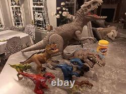 Lot Of 7 Jurassic Park Dinosaurs- Huge 40 T-Rex, Some Light Up & Move- Mint