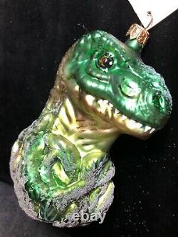 NEW 1997 Christopher Radko Jurassic Park T-Rex Glass Christmas Ornament