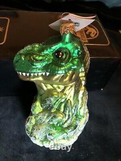 NEW 1997 Christopher Radko Jurassic Park T-Rex Glass Christmas Ornament