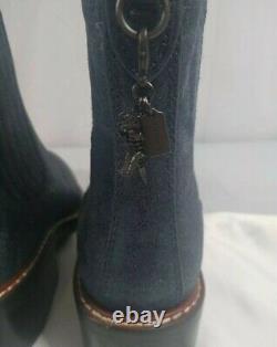 NEW! Coach Womens Leather sparkle boot Bootie blue Size 7 w box. T rex charm