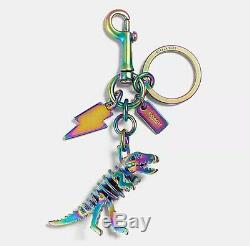 NWOT Coach Anodized Rexy T-Rex Dinosaur Bag Charm Keychain Oil Slick 54993